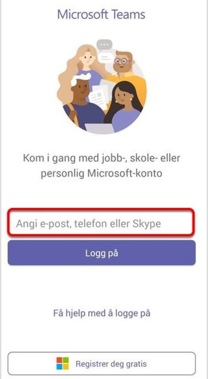 Android Pålogging - Teams - Klikk for stort bilde